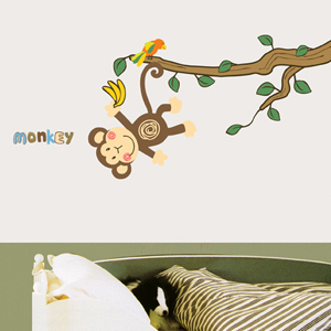 [현대홈시트] 친환경스티커 - 나무위의 원숭이 (SS-58219/DSP00219) 백색원단